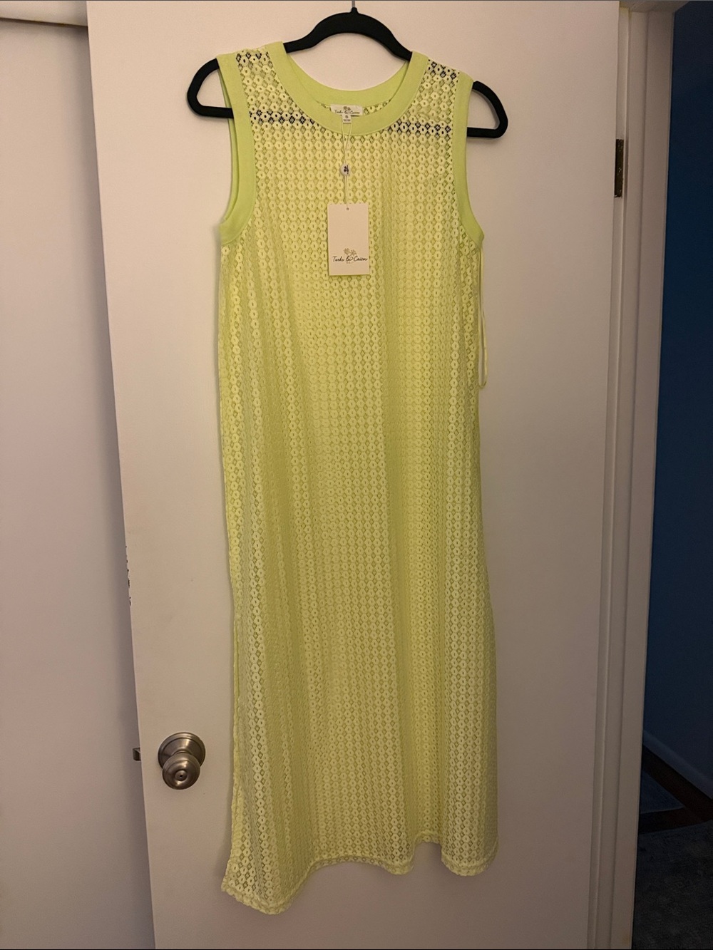 Sleeveless Neon Yellow Lace Swim Coverup Maxi - Unknown Brand